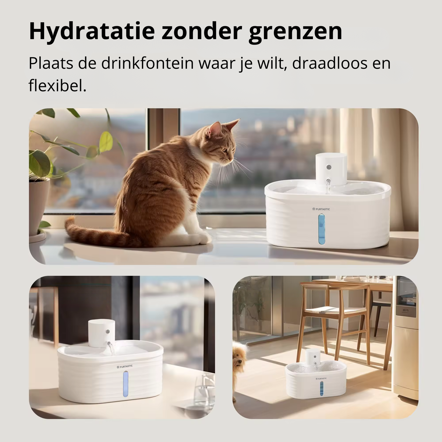 Draadloze Drinkfontein Kat - 2,5L - Met bewegingssensor - Inclusief 3 filters